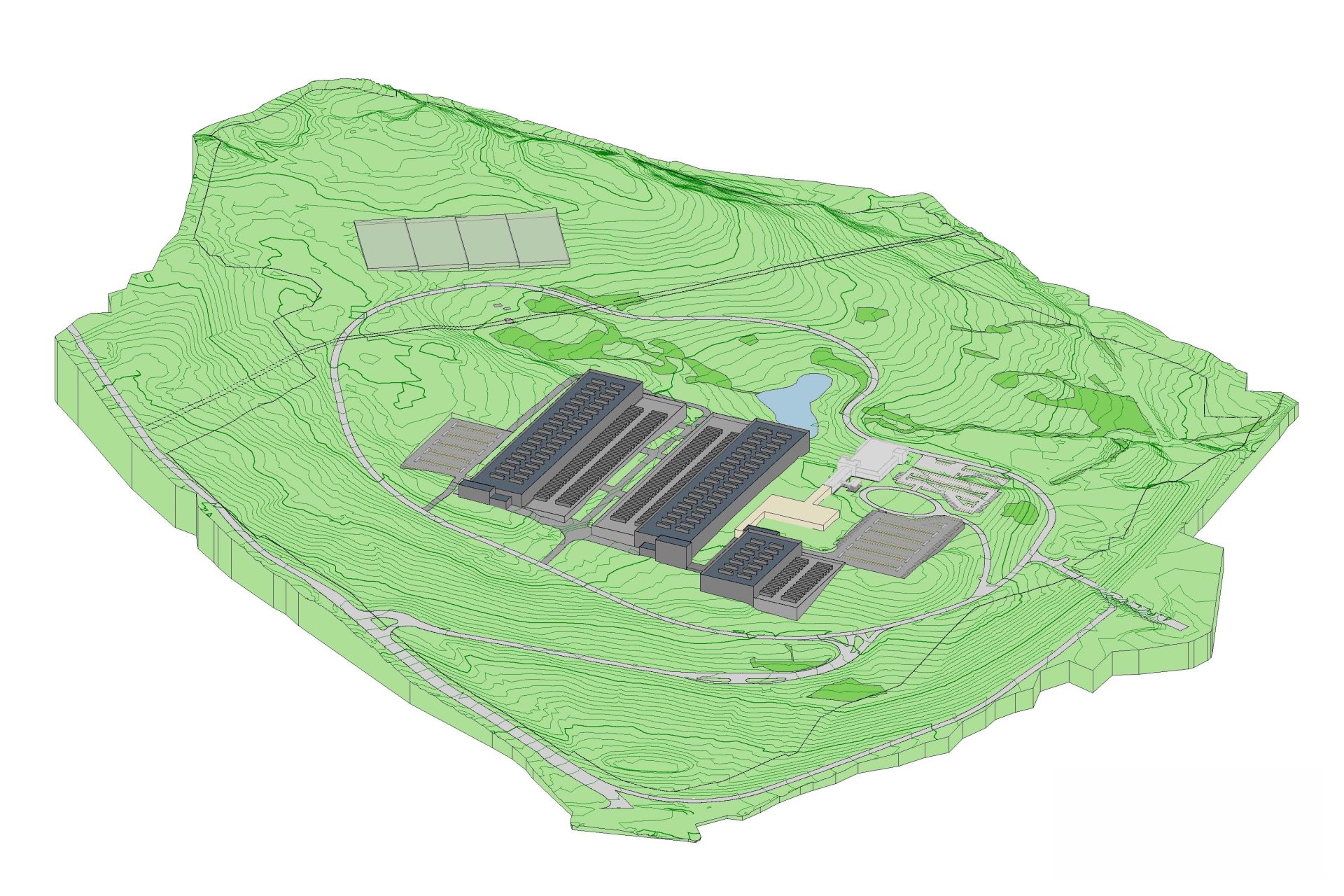  200MW Dat Center Campus Redevelopment Southeast Site Axonometric 