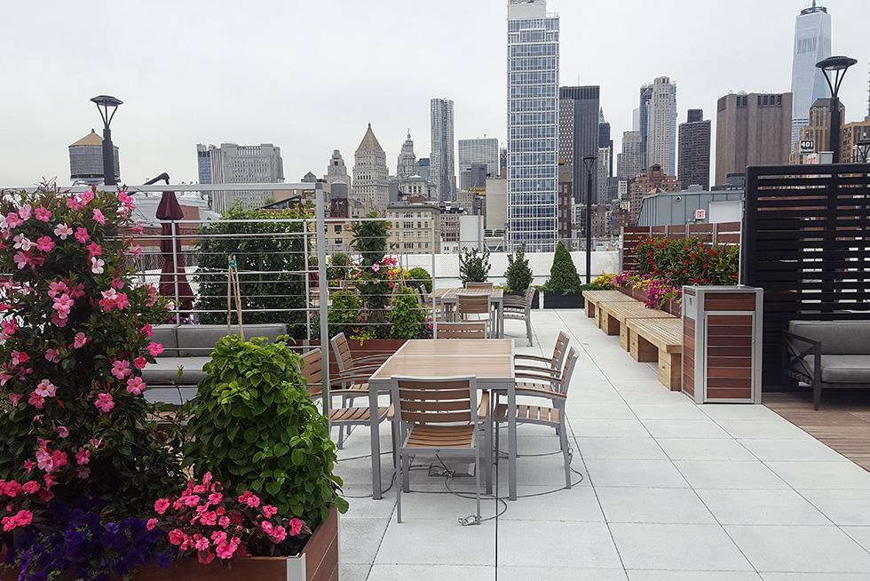 View of lower Manhattan from roof top lounge.