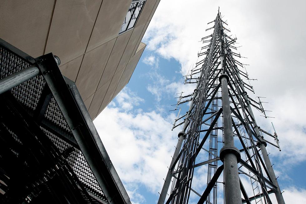 The development of the hilltop site included a new radio tower