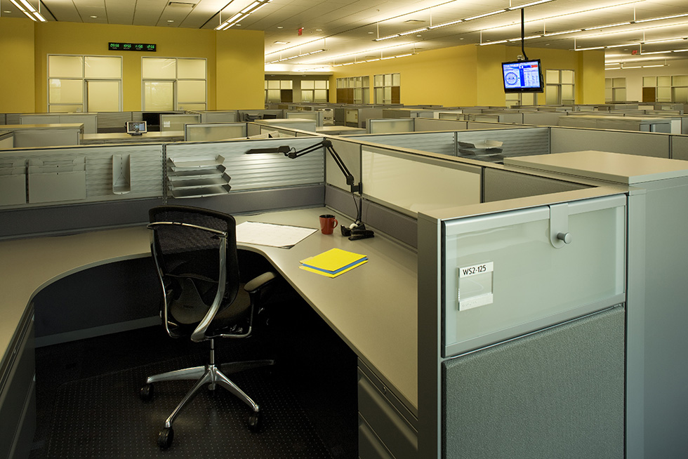 The open office area includes workstations for rapid deployment and engagement of the DR team to the facility