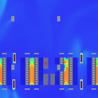 CFD study results - Phase I build 18kW/cabinet with CRAC failure
